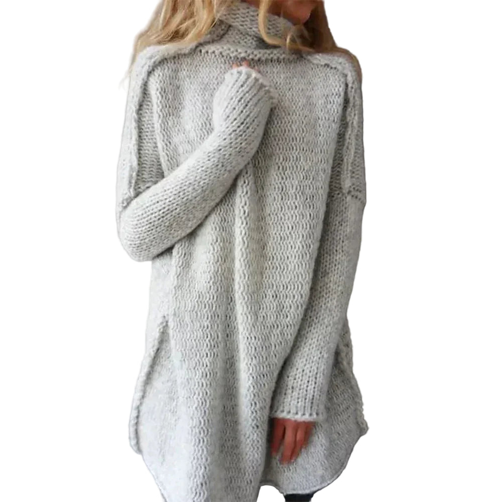 Dames Oversized Turtleneck Trui Chunky Knit 0