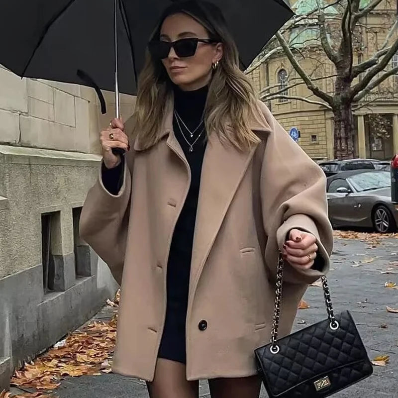 Dames Oversized Winterjas met Lange Mouwen en Knopen 1