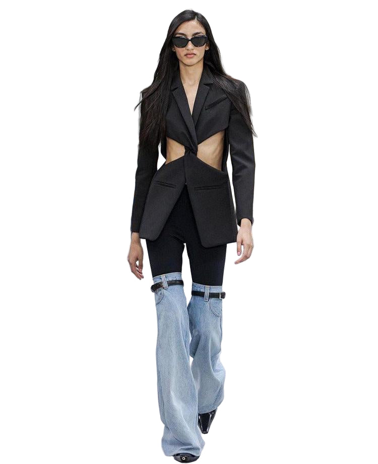 Dames Pantalon Hoge Taille Rechte Wijde Denim 0