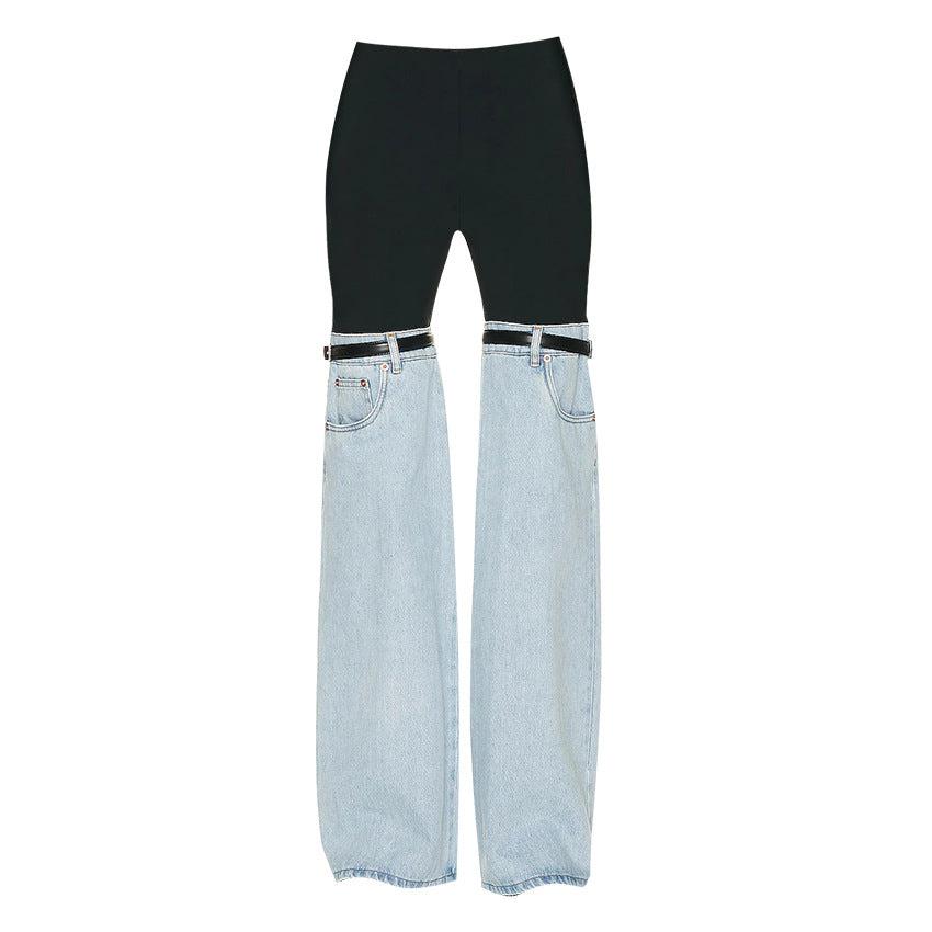 Dames Pantalon Hoge Taille Rechte Wijde Denim 4