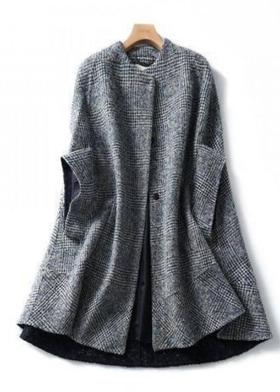 Dames Parka Driekwart Mouwen Geruit O-hals voor Herfst 3