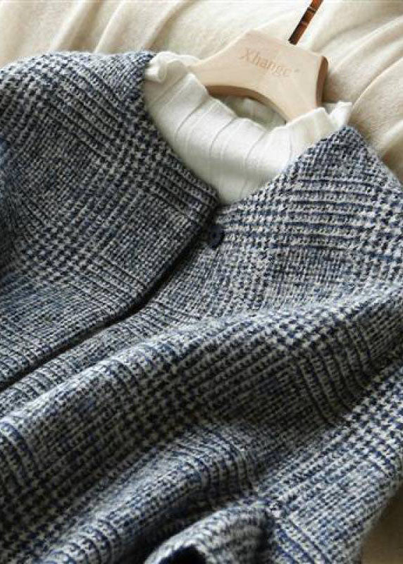 Dames Parka Driekwart Mouwen Geruit O-hals voor Herfst 4