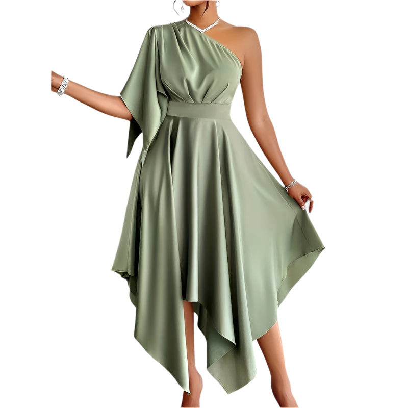 Dames Peplum Jurk Asymmetrisch Polyester voor Casual en Formele Gelegenheden 0