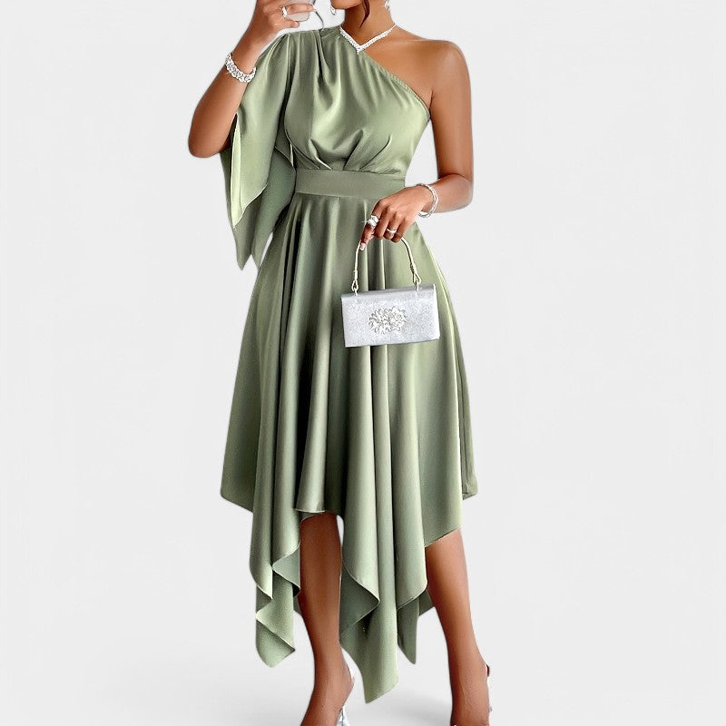 Dames Peplum Jurk Asymmetrisch Polyester voor Casual en Formele Gelegenheden 4