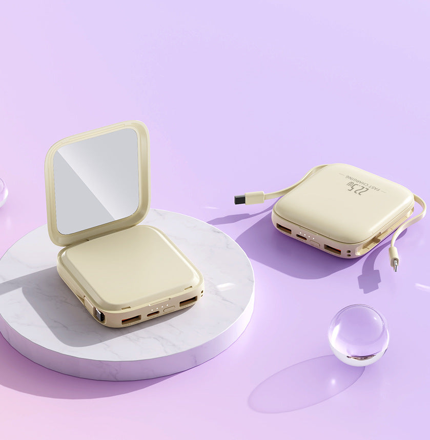 Dames Powerbank Compact Met Geïntegreerde Spiegel 4