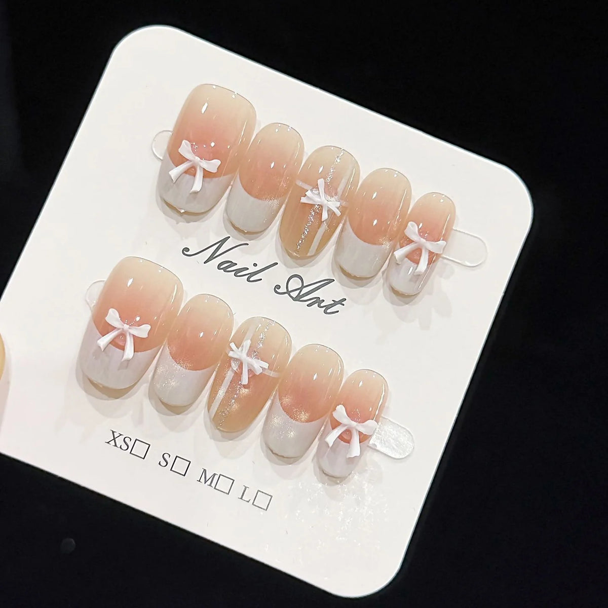 Dames Press-On Nagelset Met Strikjes Design 1