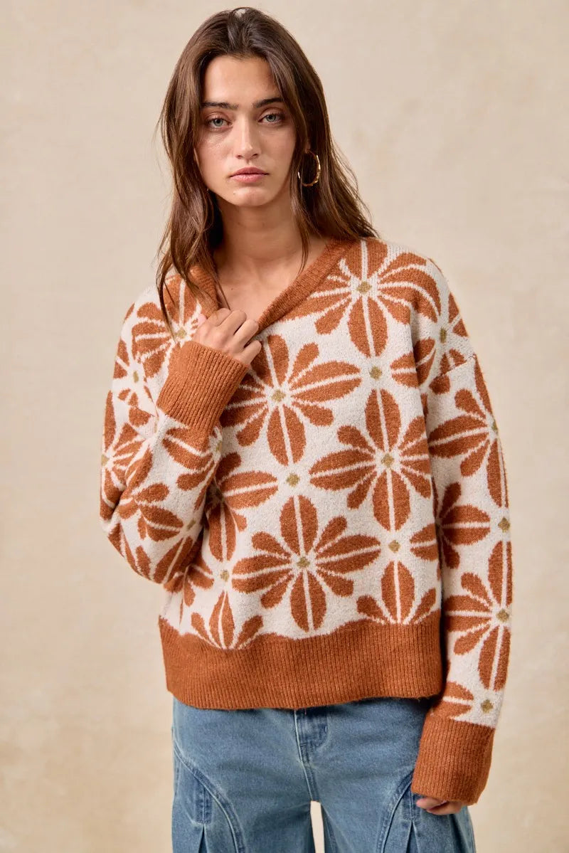 Dames Pullover Trui Met Bloemenpatroon Lange Mouwen 2