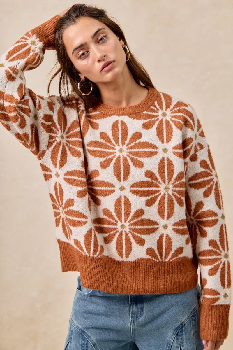 Dames Pullover Trui Met Bloemenpatroon Lange Mouwen 3