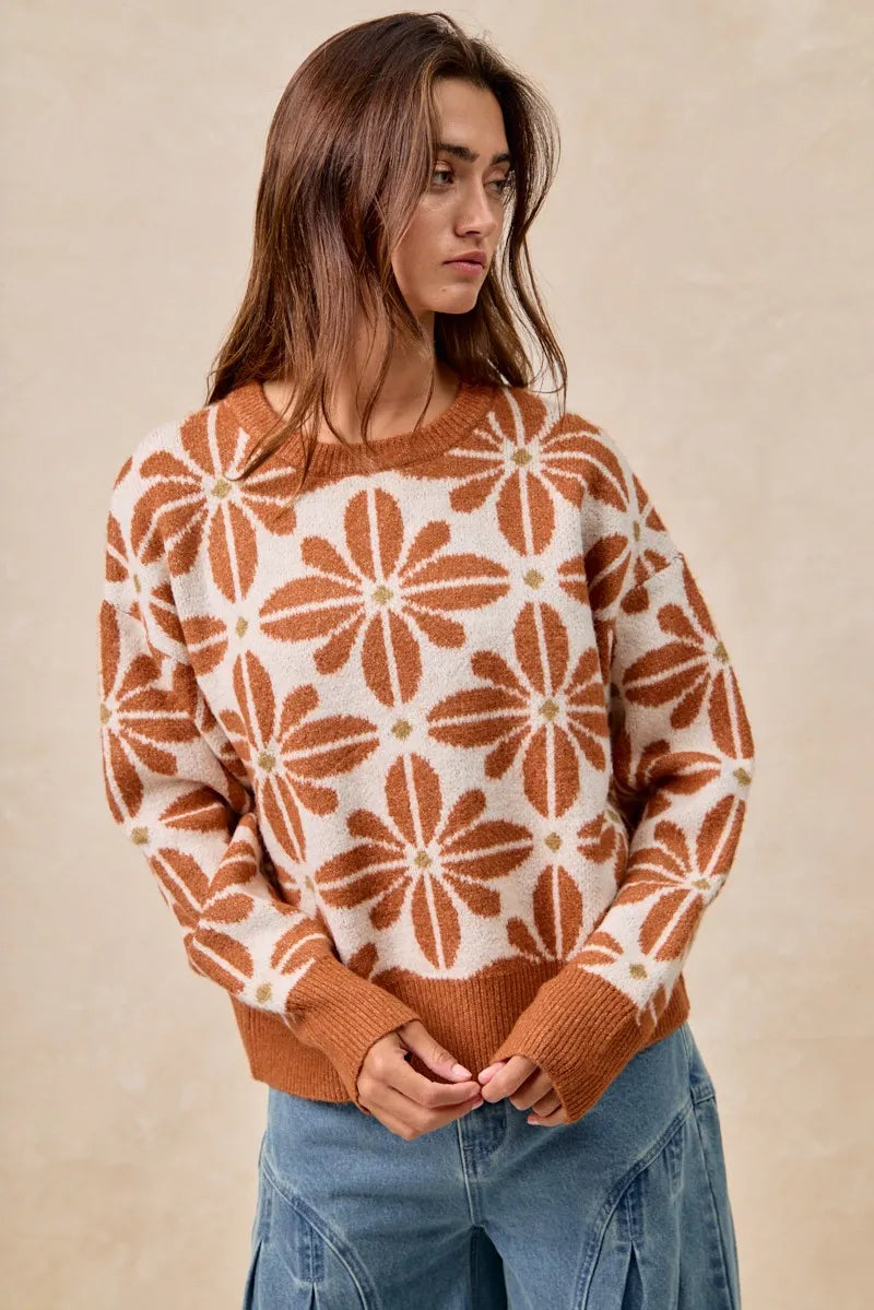 Dames Pullover Trui Met Bloemenpatroon Lange Mouwen 4
