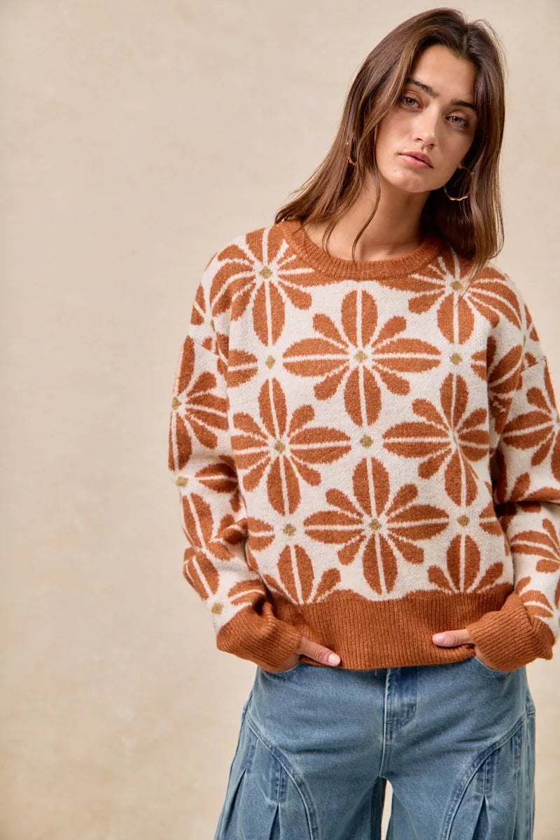 Dames Pullover Trui Met Bloemenpatroon Lange Mouwen 5