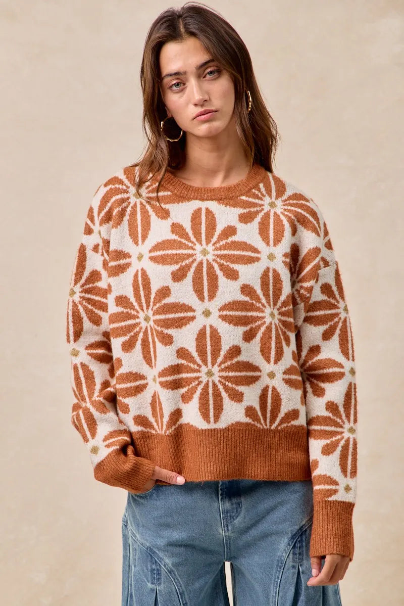 Dames Pullover Trui Met Bloemenpatroon Lange Mouwen 6