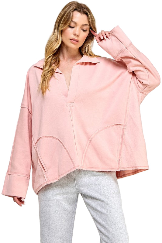 Dames Pullover V-Hals Dolman Mouwen Zacht Ademend Materiaal 0