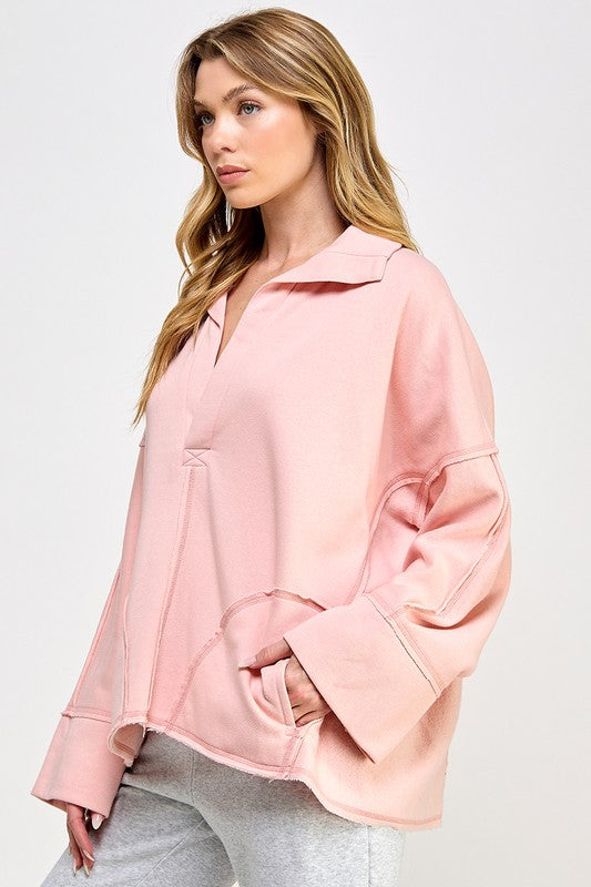 Dames Pullover V-Hals Dolman Mouwen Zacht Ademend Materiaal 1