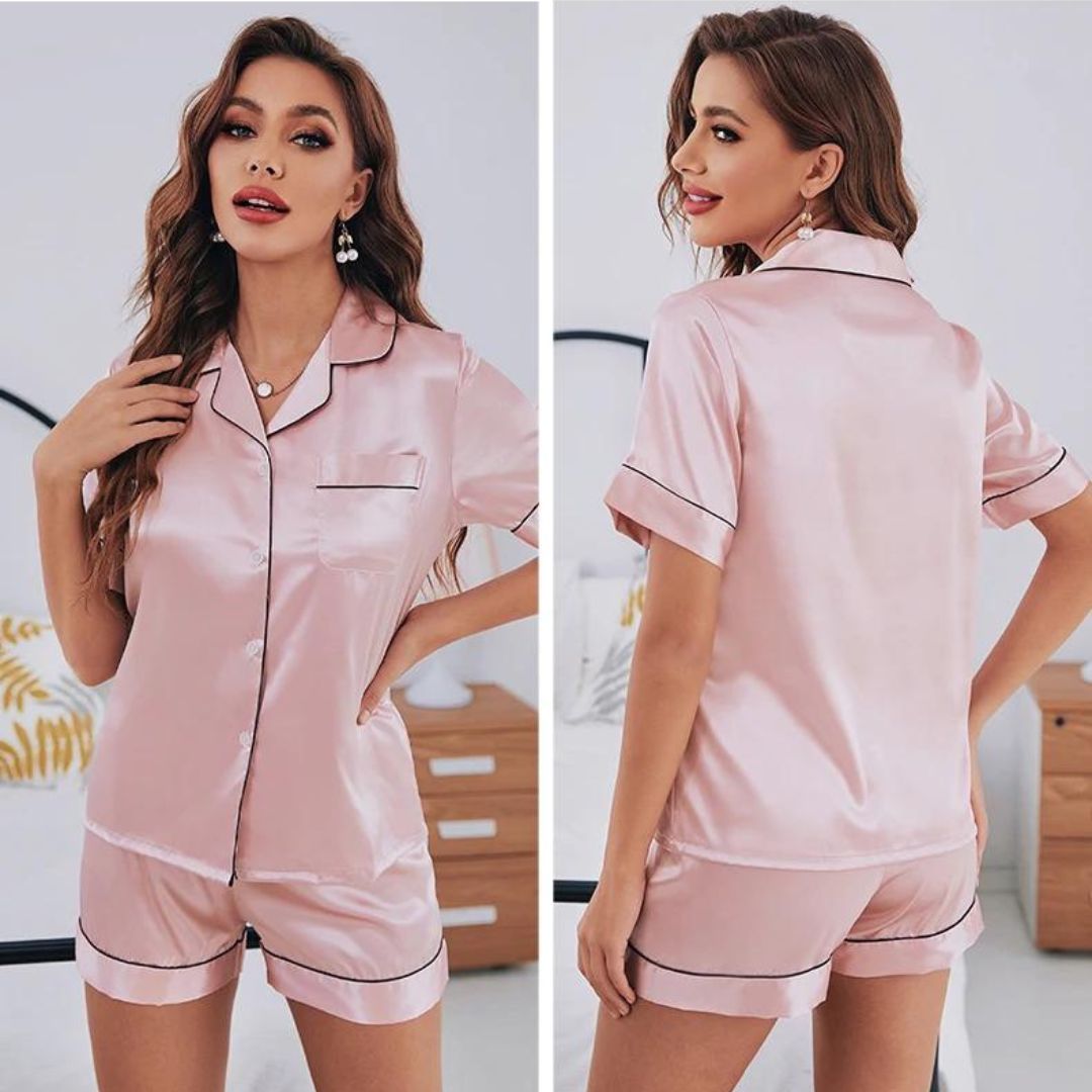 Dames Pyjama Set Satijn Luxe Casual 2