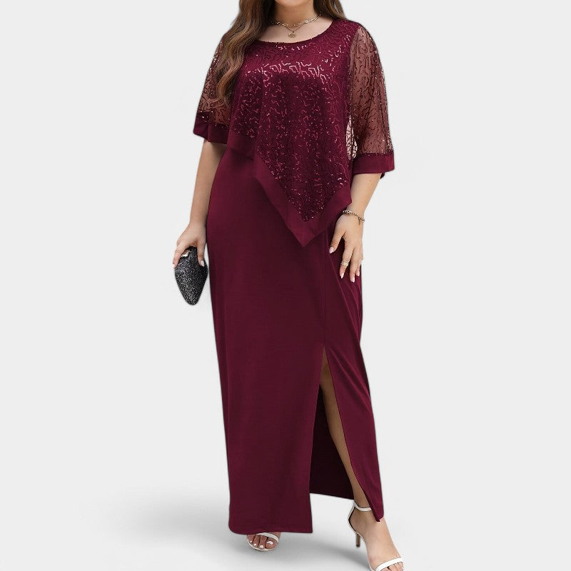 Dames Robe Lange Mouwen Batwing met Sequins 1