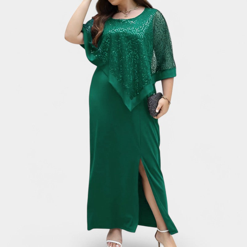 Dames Robe Lange Mouwen Batwing met Sequins 5
