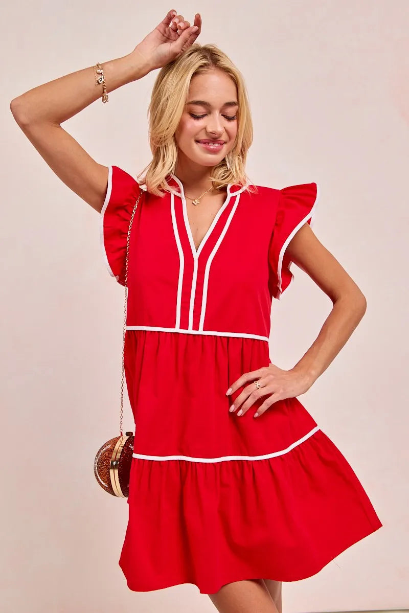 Dames Ruffled Jurk met Contrast Binding en Gameday Thema 3