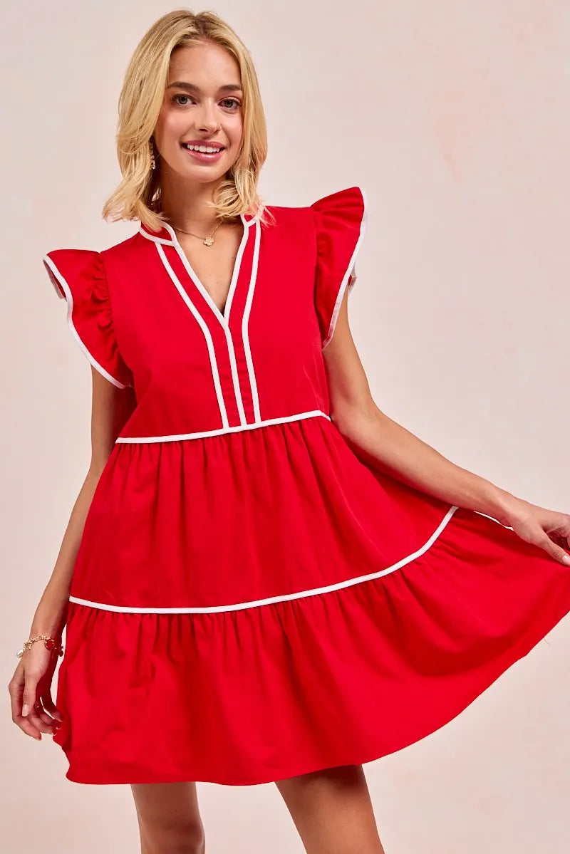 Dames Ruffled Jurk met Contrast Binding en Gameday Thema 5