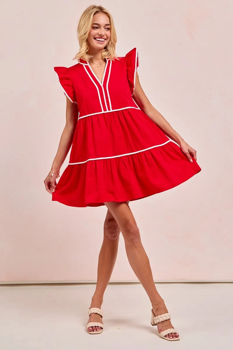 Dames Ruffled Jurk met Contrast Binding en Gameday Thema 6