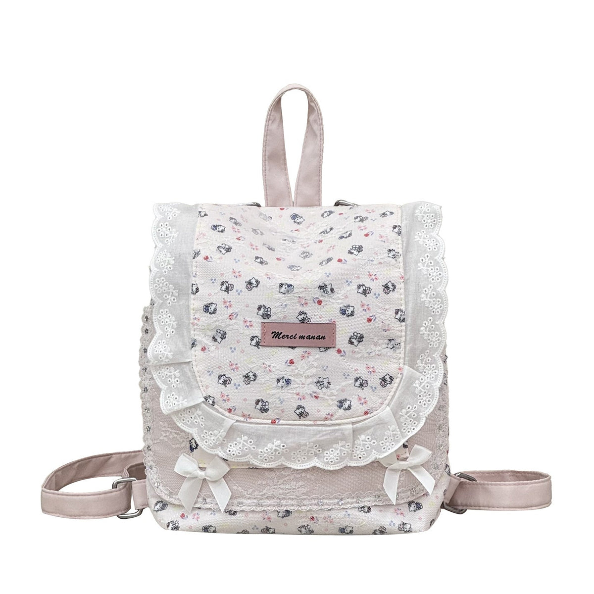 Dames Rugzak Bloemenprint Met Kanten Rand 2