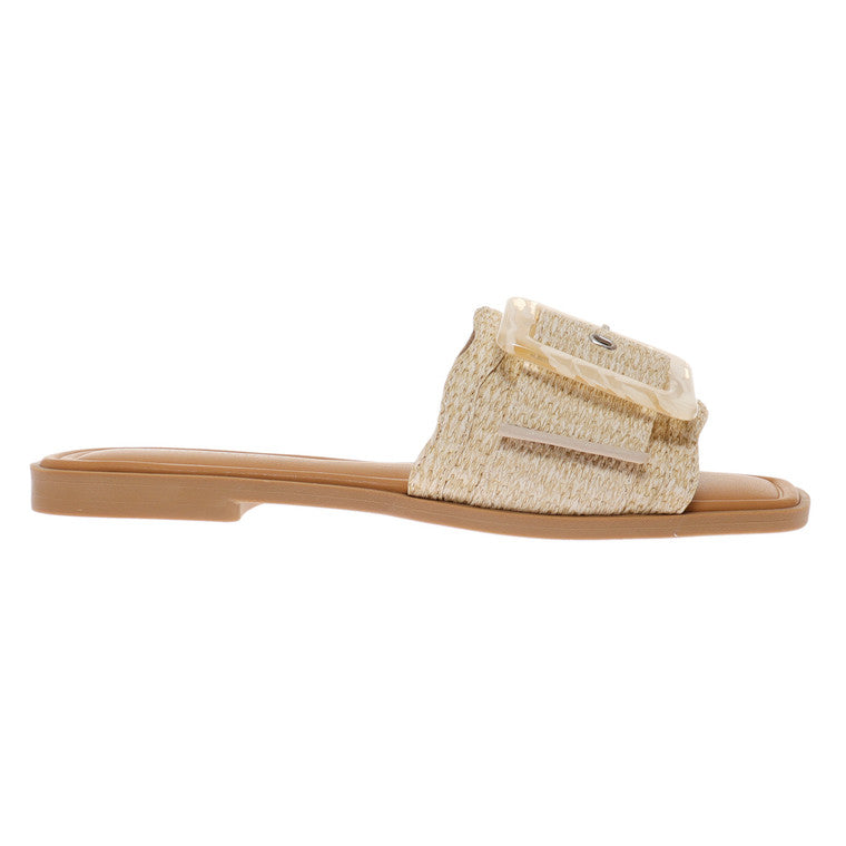 Dames Sandalen Met Gesp Natuurlijke Kleur Kunststof Textiel 0