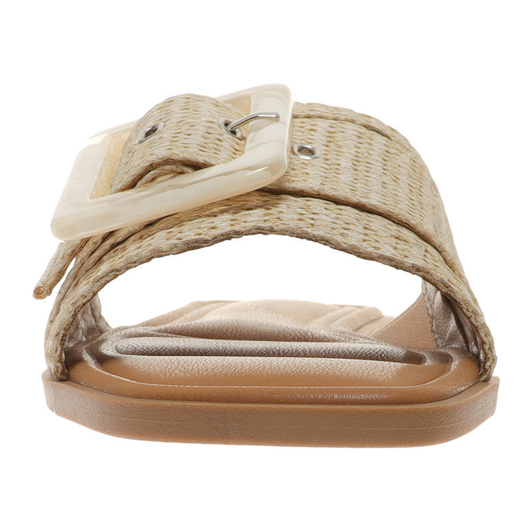 Dames Sandalen Met Gesp Natuurlijke Kleur Kunststof Textiel 1