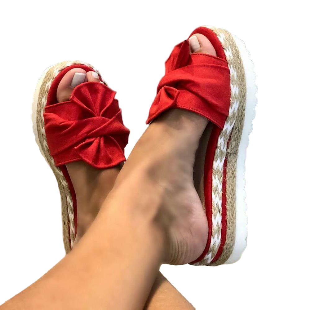 Dames Sandalen Plateau met Knoopdetail voor Zomerstijl 0