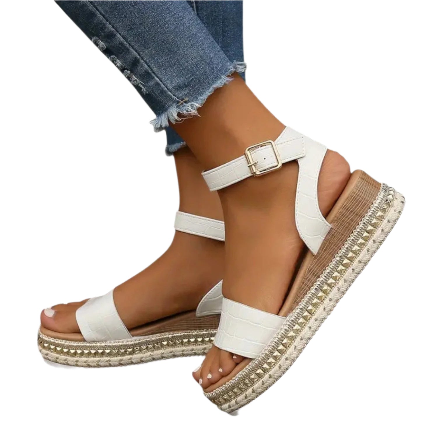 Dames Sandalen Platform Kunstleer Met Enkelbandje 0