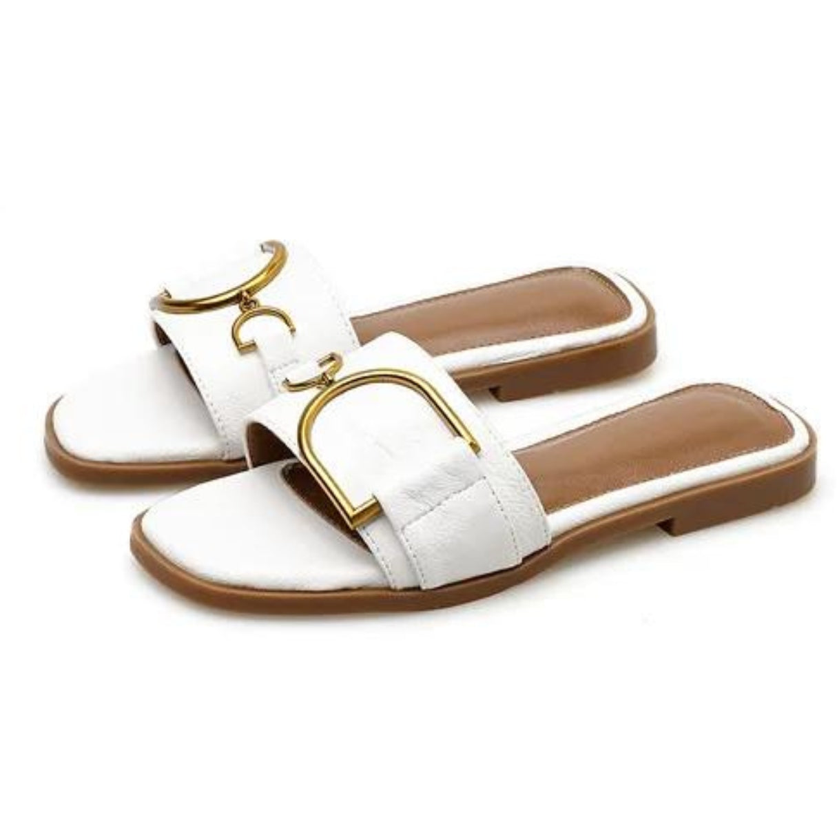 Dames Sandalen Vierkante Neus Leren Plat 0