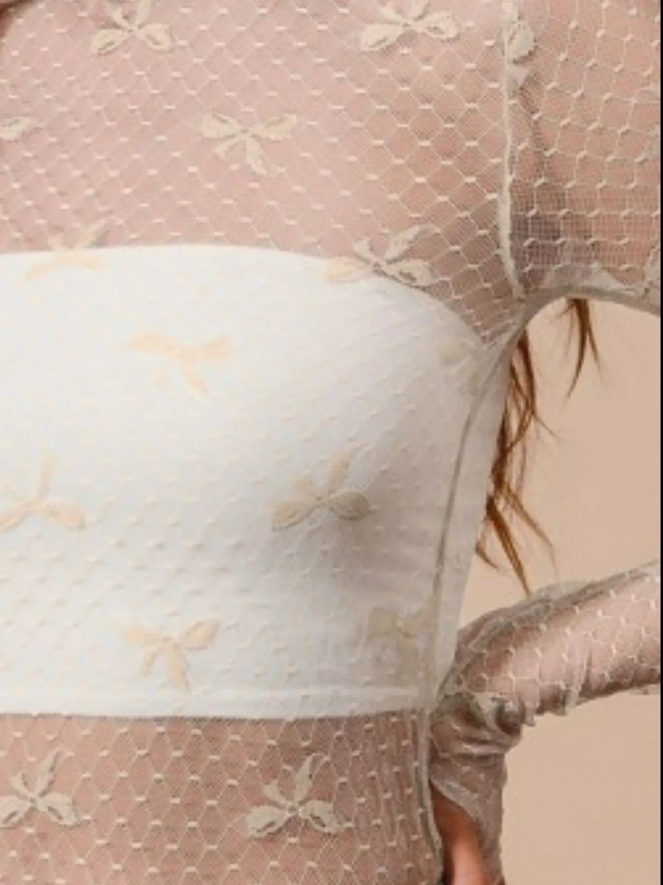 Dames Sheer Lace Top met Strikpatroon 1