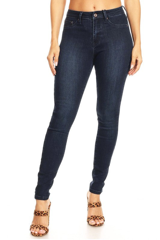 Dames Skinny Jeans Hoog Taille Denim Indigo 1