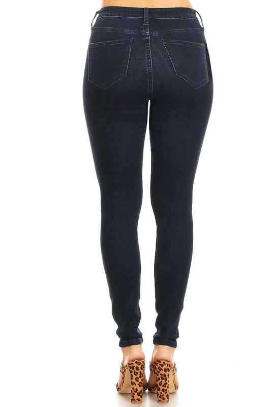 Dames Skinny Jeans Hoog Taille Denim Indigo 3