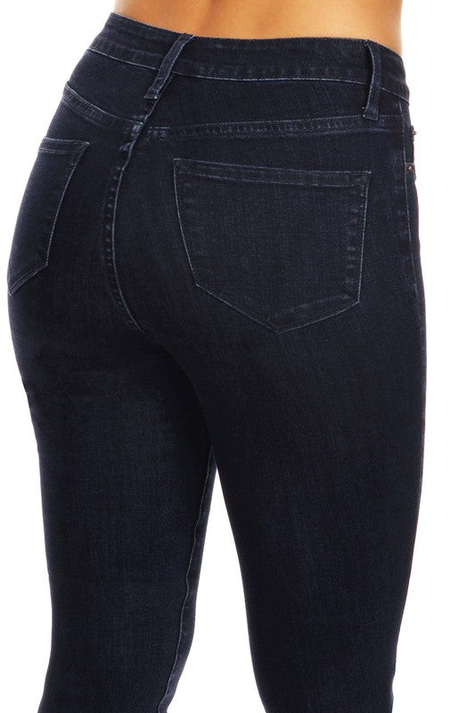 Dames Skinny Jeans Hoog Taille Denim Indigo 4