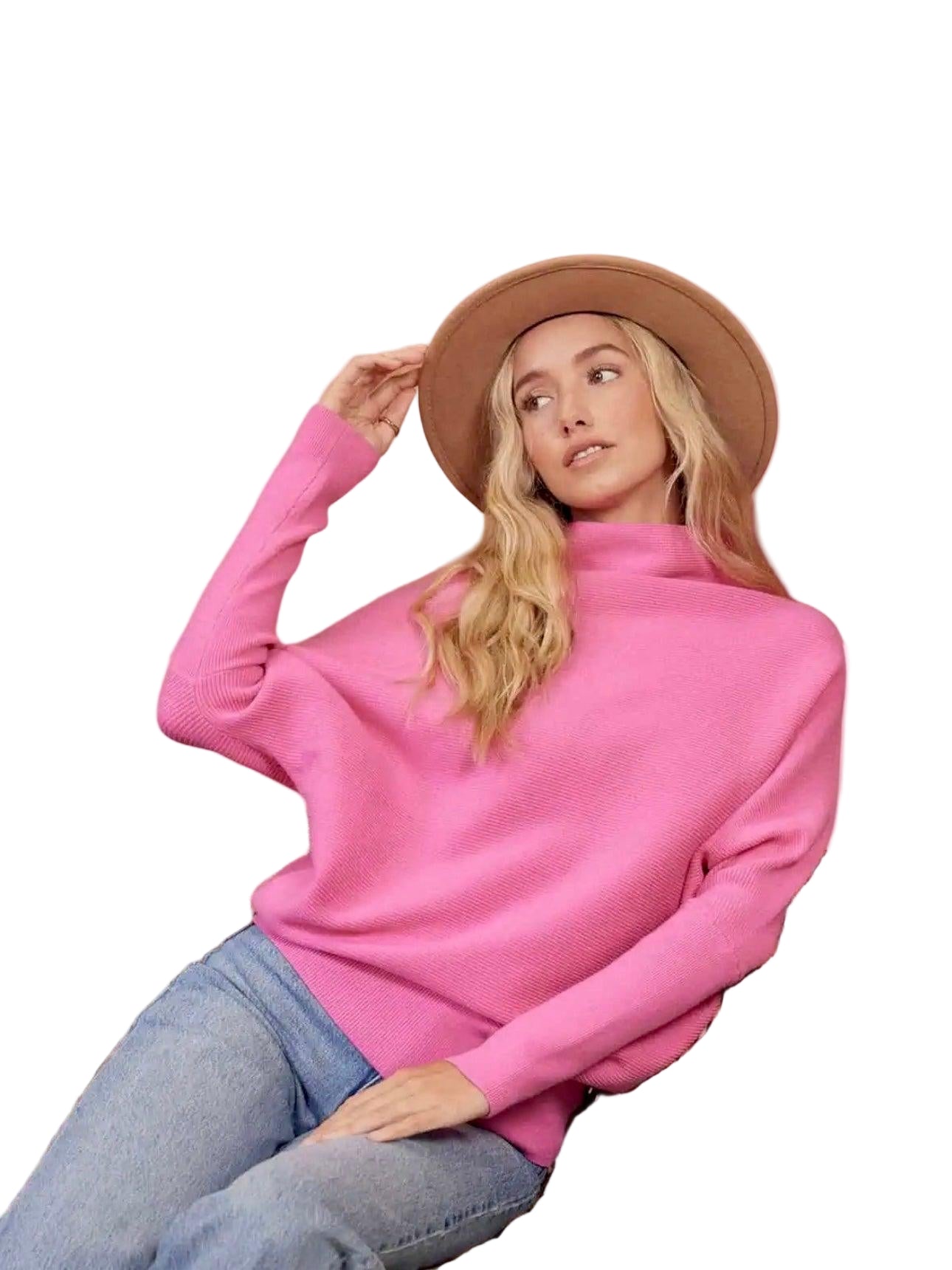 Dames Slouch Neck Dolman Trui Zacht Viscose Polyester Nylon 4