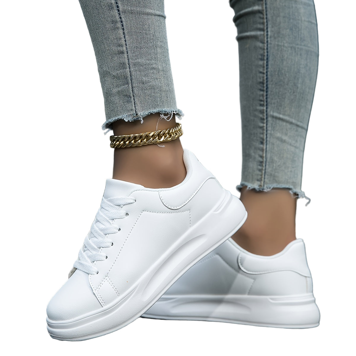 Dames Sneakers Witte Leren Casual Minimalistische Schoenen 0