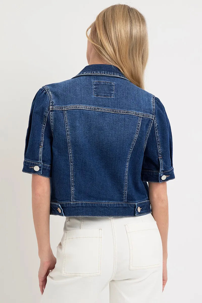 Dames Spijker Jasje Cropped Katoen Met Korte Mouwen 4