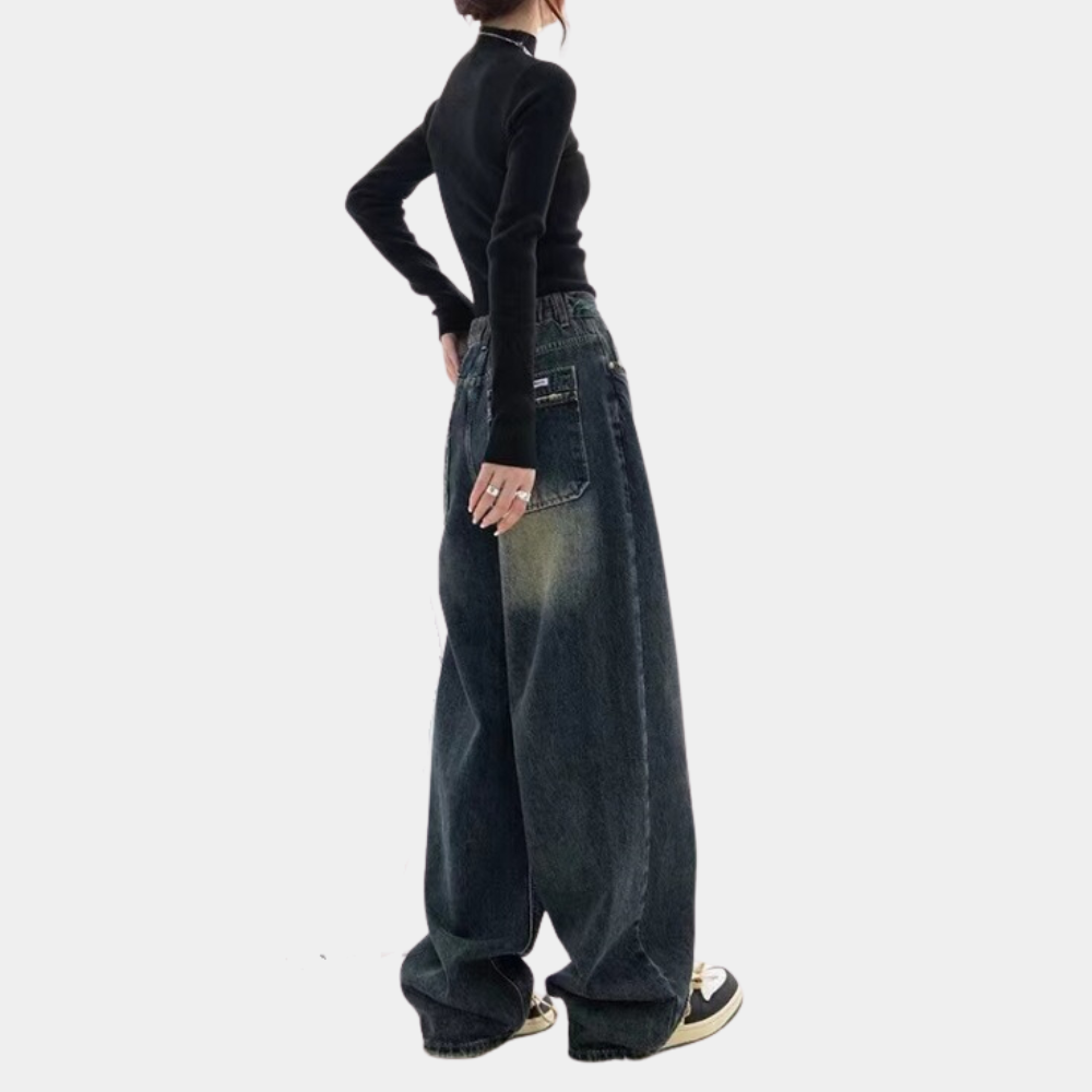 Dames Spijkerbroek Baggy Casual Vintage Stijl Met Verstelbare Taille 1