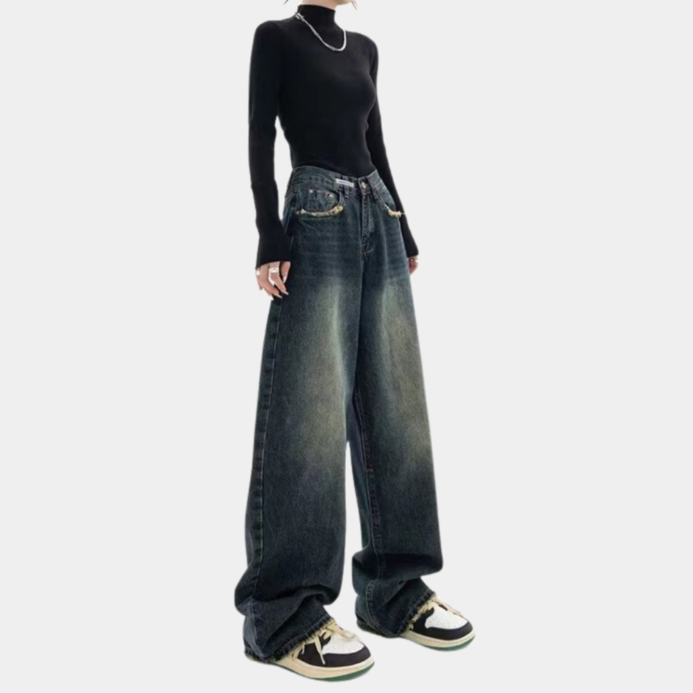 Dames Spijkerbroek Baggy Casual Vintage Stijl Met Verstelbare Taille 2