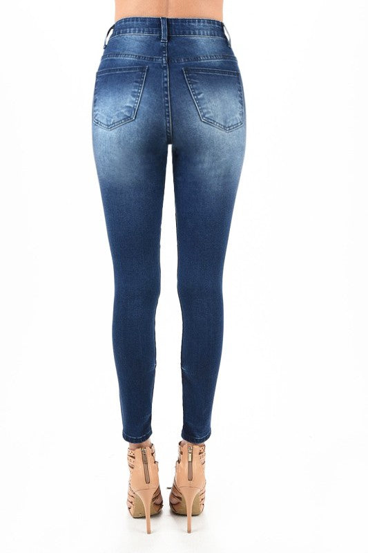 Dames Spijkerbroek Hoog Taille Skinny Destroyed Denim Moto 3