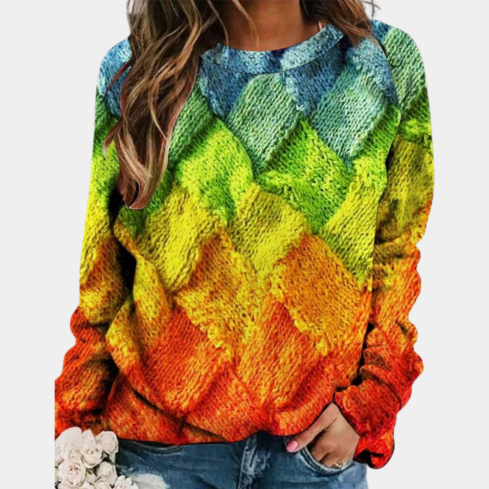 Dames Sweater met Kleurrijk Design en Comfortabele Pasvorm 3