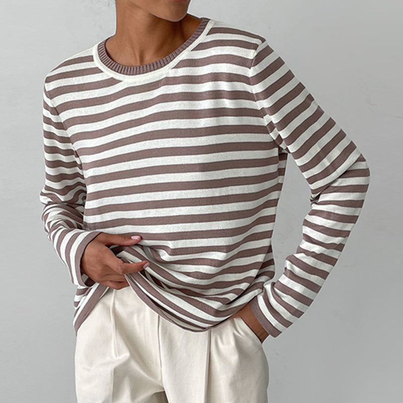 Dames T-shirt Met Strepen Casual Stijl 1
