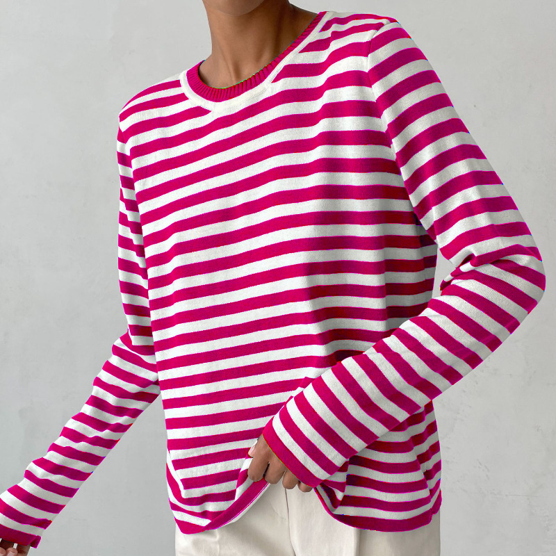 Dames T-shirt Met Strepen Casual Stijl 11