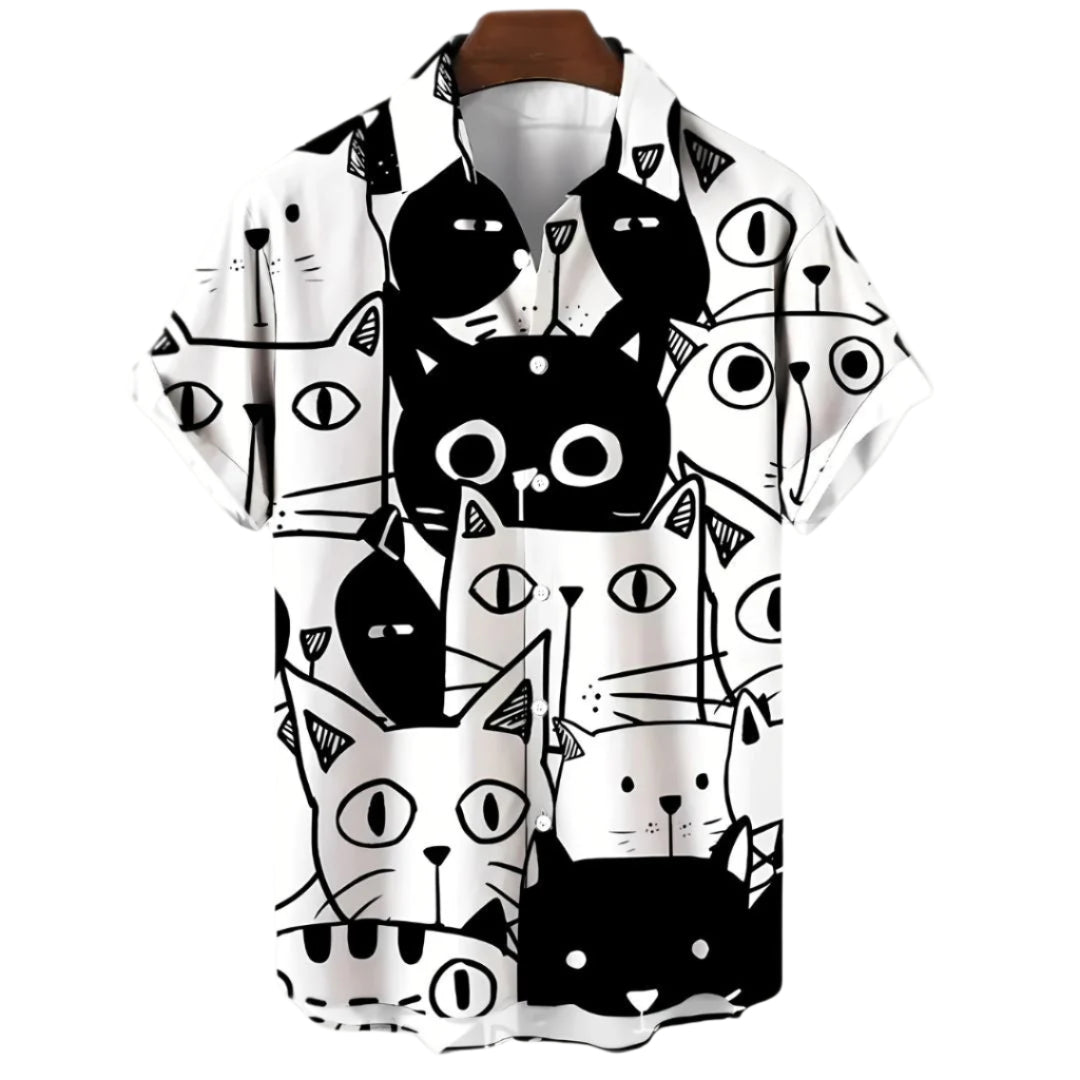 Dames T-shirt met Panda Kattenprint en Relaxte Pasvorm 0