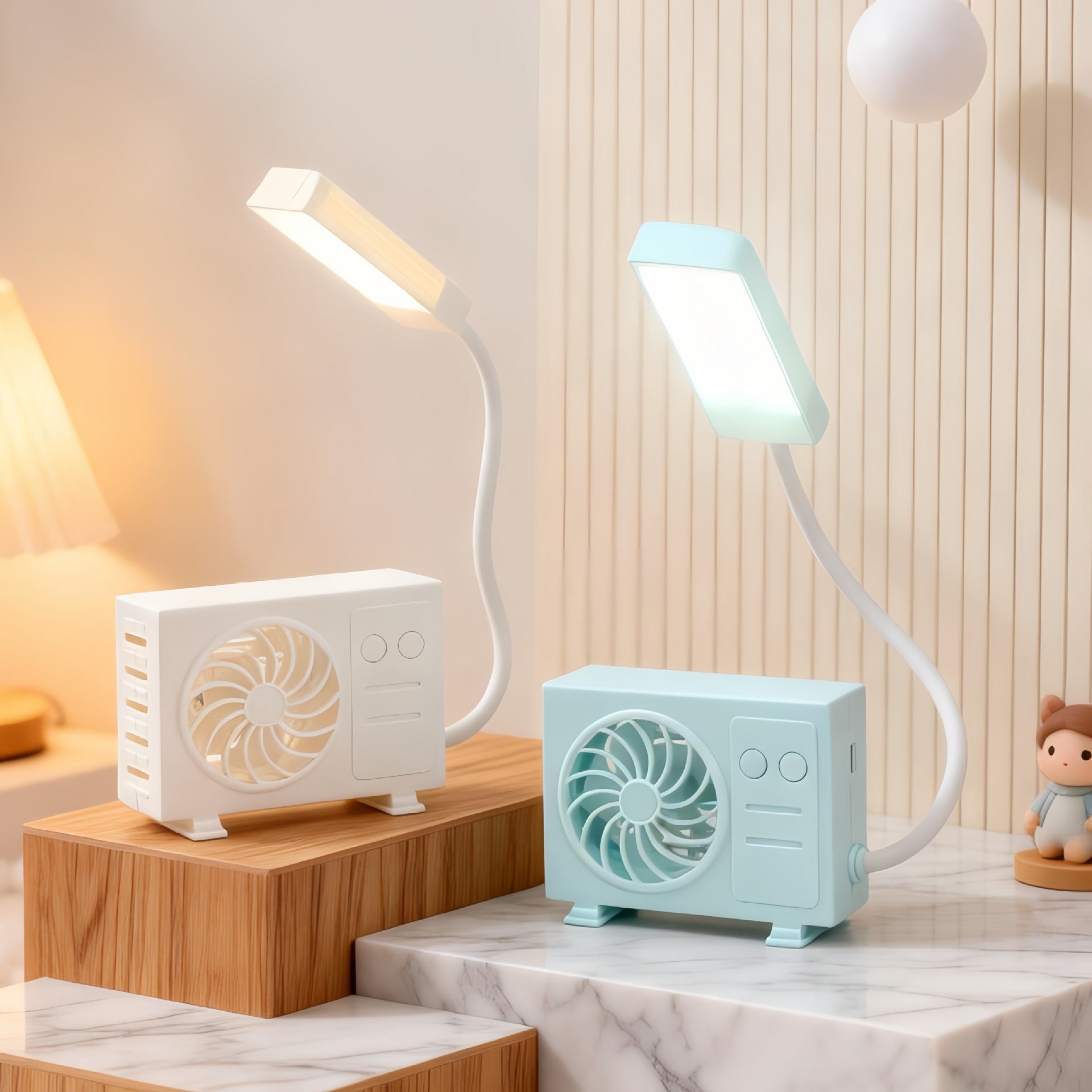 Dames Tafellamp met Verstelbare Arm en USB-Ventilator Modern Design 2