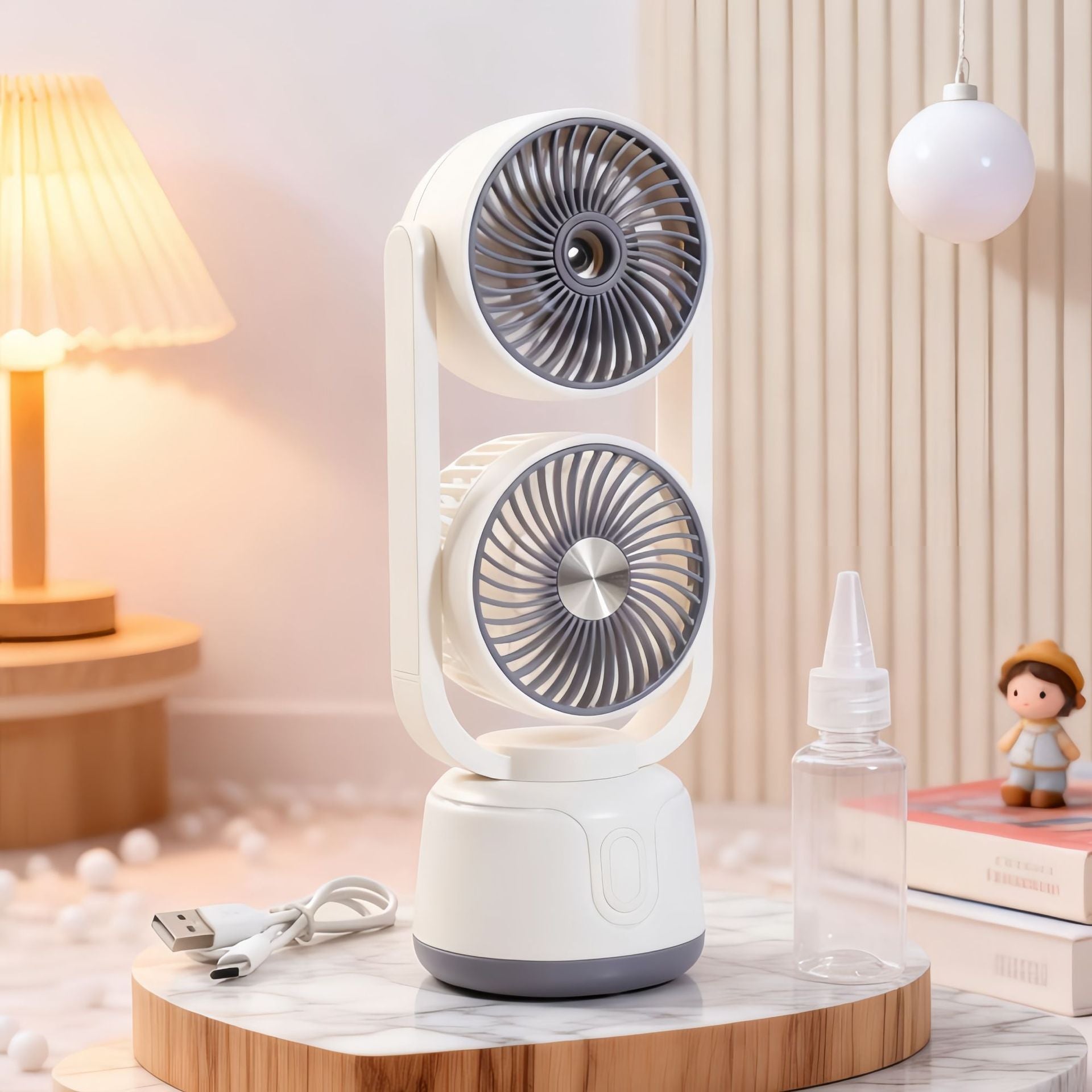 Dames Tafelventilator Compact met Vernevelingsfunctie en Twee Snelheden 5