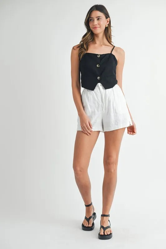 Dames Top Met Knoopsluiting Katoenmix Moderne Cropped Stijl 6