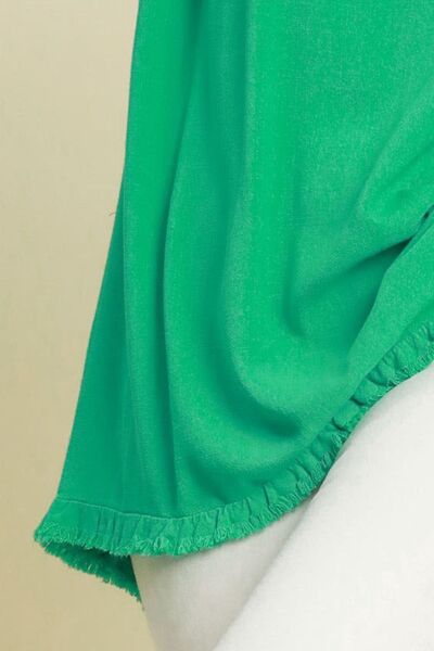Dames Top Met Naaddetails Rimpelrand Van Linnen 2