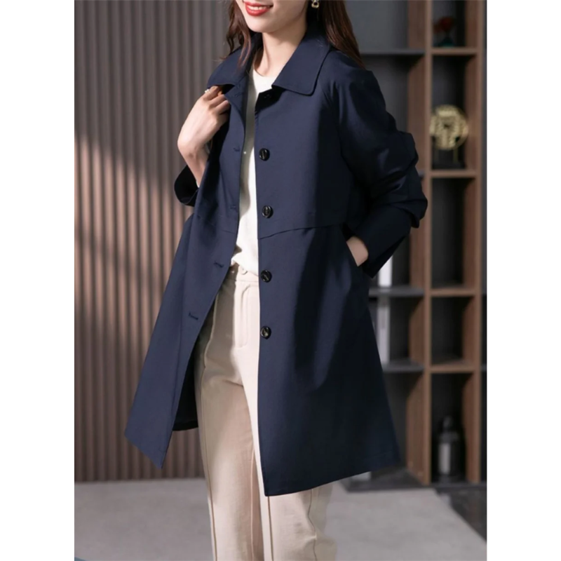 Dames Trenchcoat Lange Klassiek Waterdicht 1