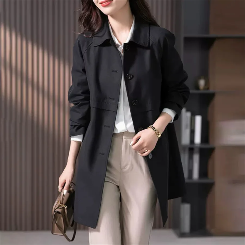 Dames Trenchcoat Lange Klassiek Waterdicht 3