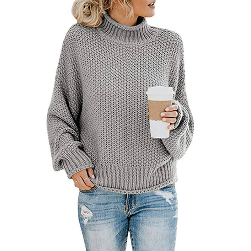 Dames Trui Gebreid - Oversized Pasvorm - Chunky Wol - Hoge Hals 3